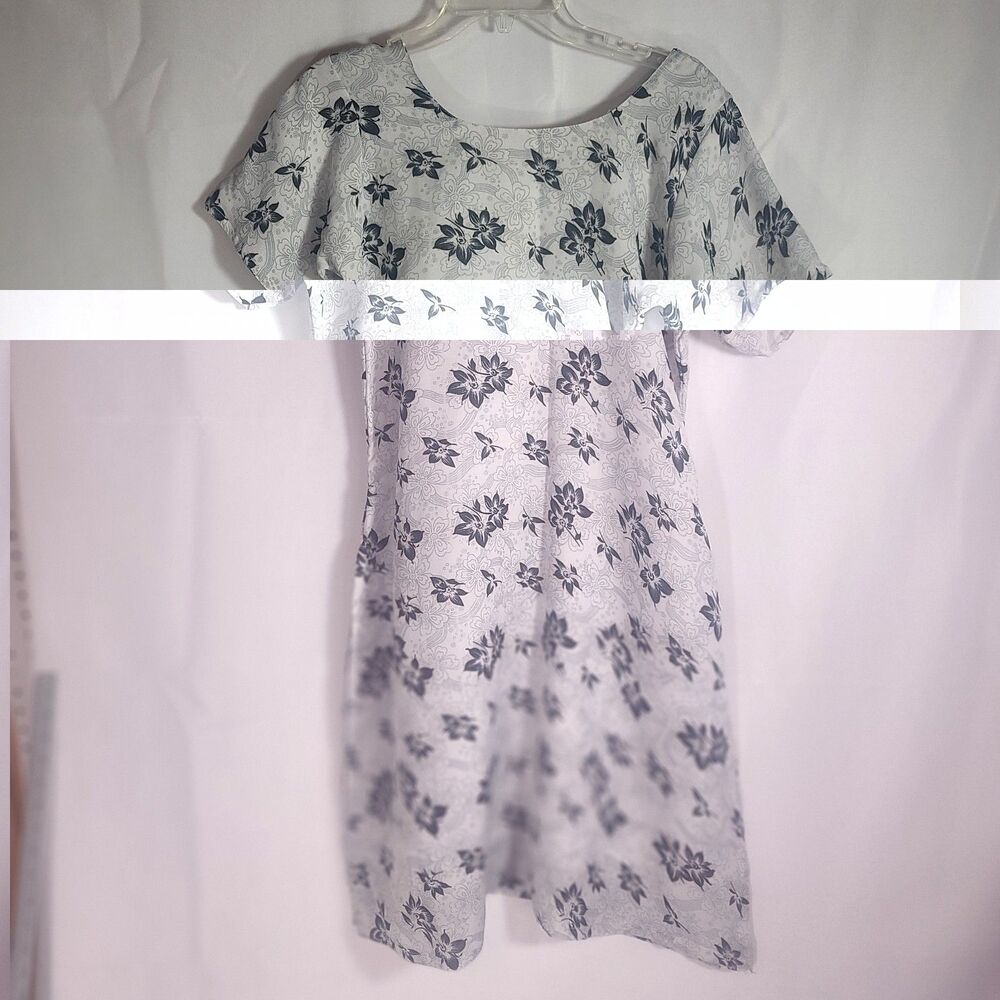 Handmade Artisinal Bohemian Floral Tunic Top Or Dress Short Sleeve White Black M - Picture 8 of 9